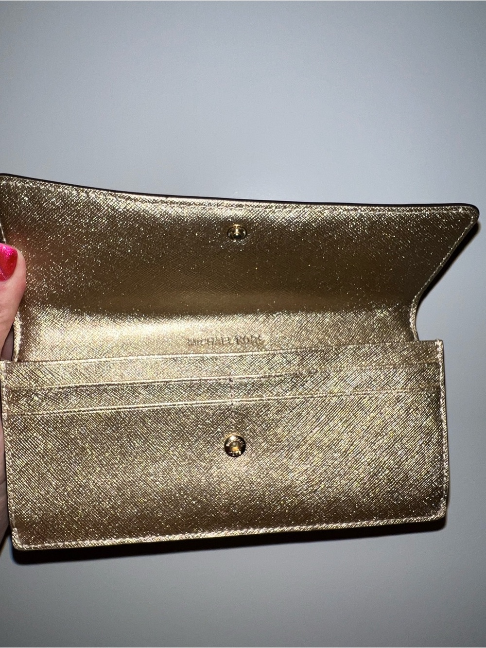 Michael Kors Metallic Gold Saffiano Leather Continental Wallet - Like New Cond - Picture 7 of 7